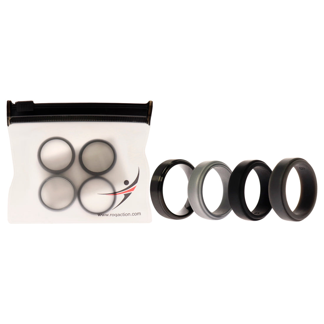 ROQ Silicone Wedding Twin Step Ring Set - Black