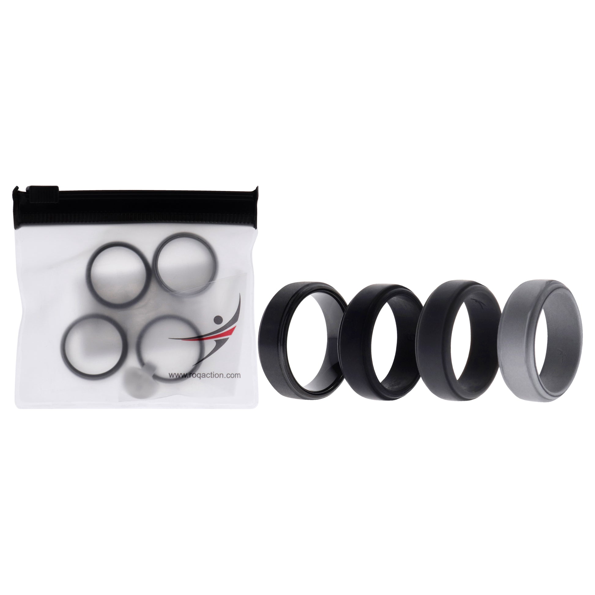 ROQ Silicone Wedding Twin Step Ring Set - Black