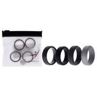 ROQ Silicone Wedding Twin Step Ring Set - Black