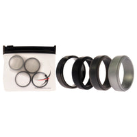 ROQ Silicone Wedding Twin Step Ring Set - Black