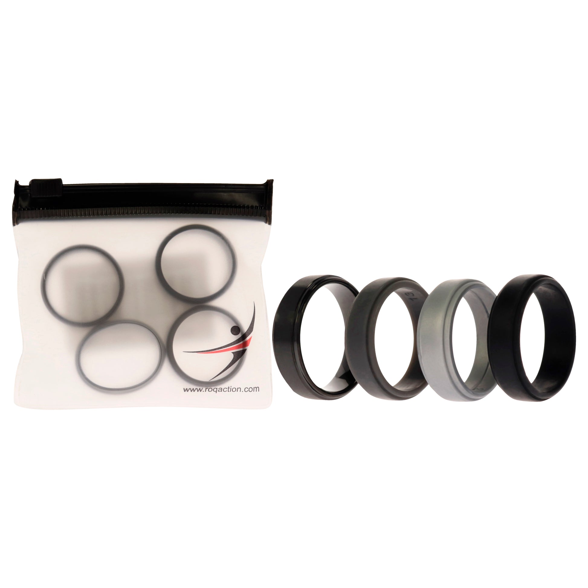 ROQ Silicone Wedding Twin Step Ring Set - Black