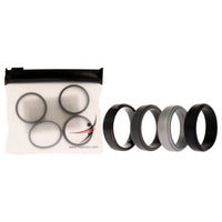 ROQ Silicone Wedding Twin Step Ring Set - Black