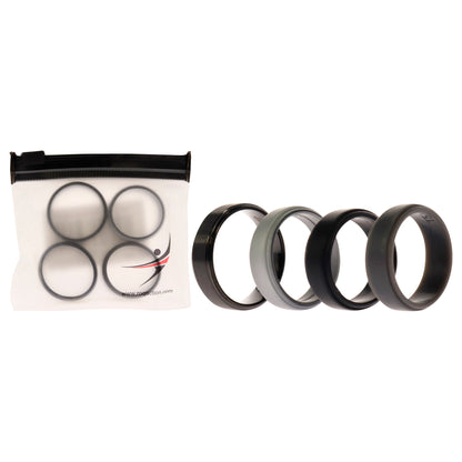 ROQ Silicone Wedding Twin Step Ring Set - Black