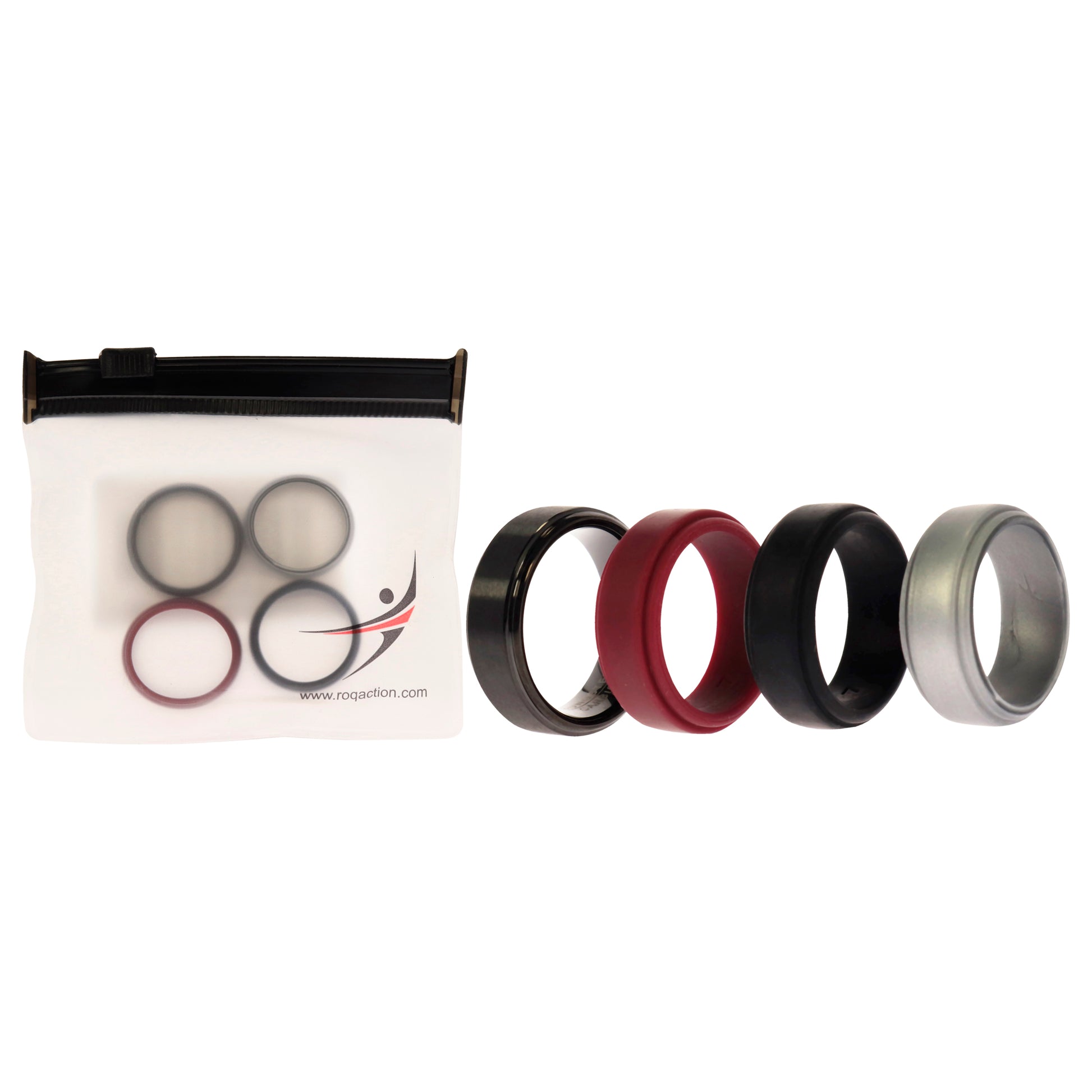 ROQ Silicone Wedding Twin Step Ring Set - Bordeaux