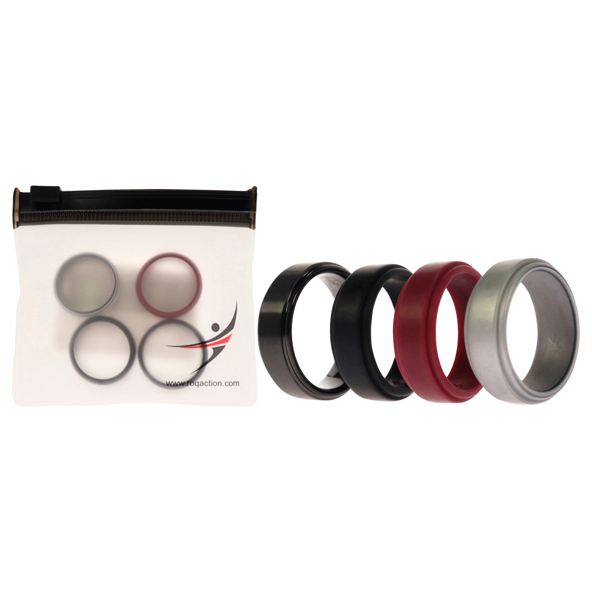 ROQ Silicone Wedding Twin Step Ring Set - Bordeaux