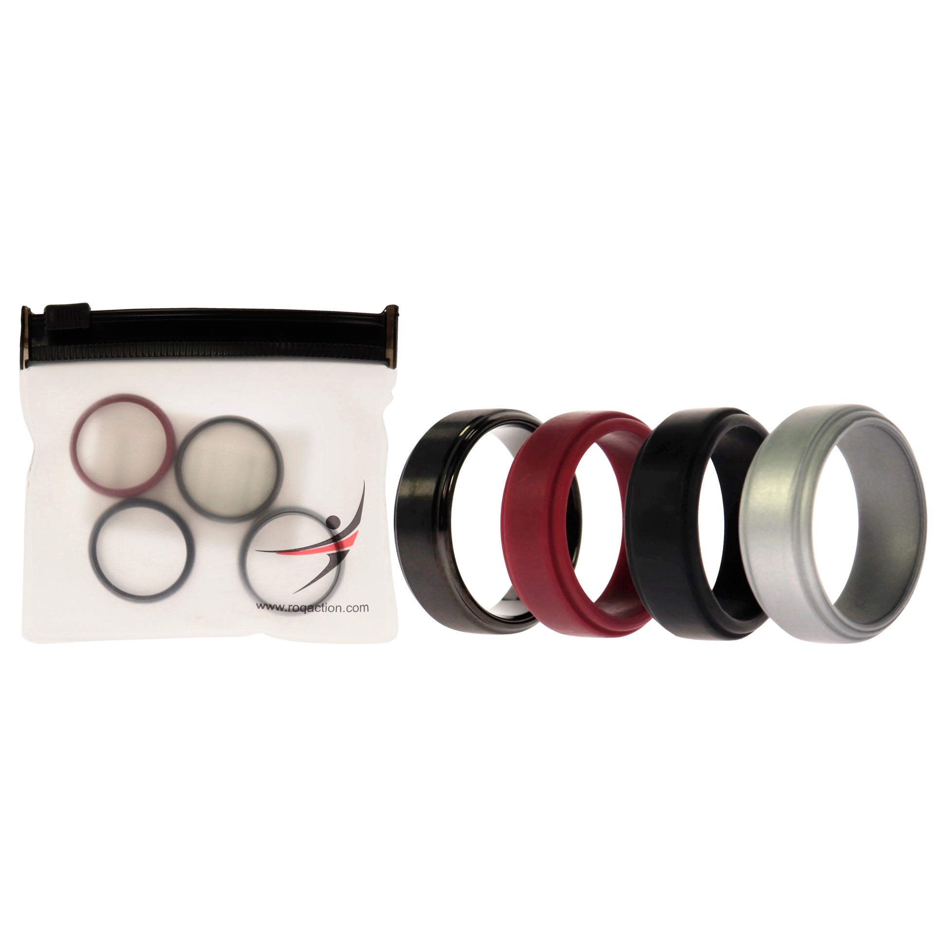 ROQ Silicone Wedding Twin Step Ring Set - Bordeaux