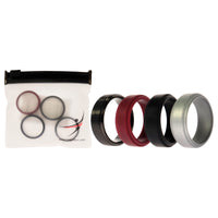 ROQ Silicone Wedding Twin Step Ring Set - Bordeaux