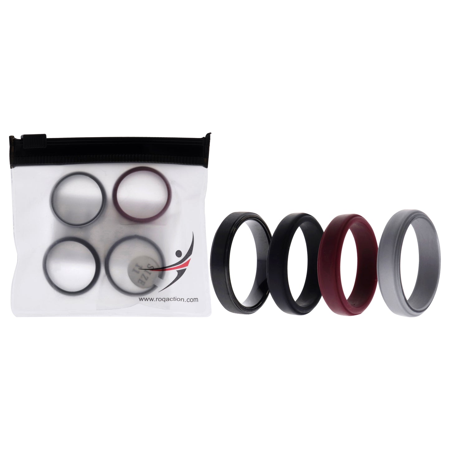 ROQ Silicone Wedding Twin Step Ring Set - Bordeaux