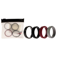 ROQ Silicone Wedding Twin Step Ring Set - Bordeaux