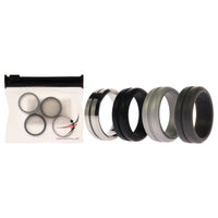 ROQ Silicone Wedding Twin Middle Line Ring Set - Black