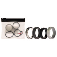 ROQ Silicone Wedding Twin Middle Line Ring Set - Black