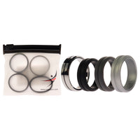 ROQ Silicone Wedding Twin Middle Line Ring Set - Black