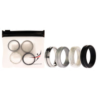 ROQ Silicone Wedding Twin Middle Line Ring Set - Marble