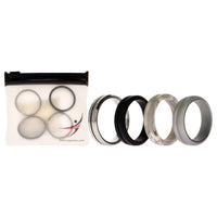 ROQ Silicone Wedding Twin Middle Line Ring Set - Marble