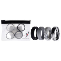 ROQ Silicone Wedding Twin Middle Line Ring Set - Marble