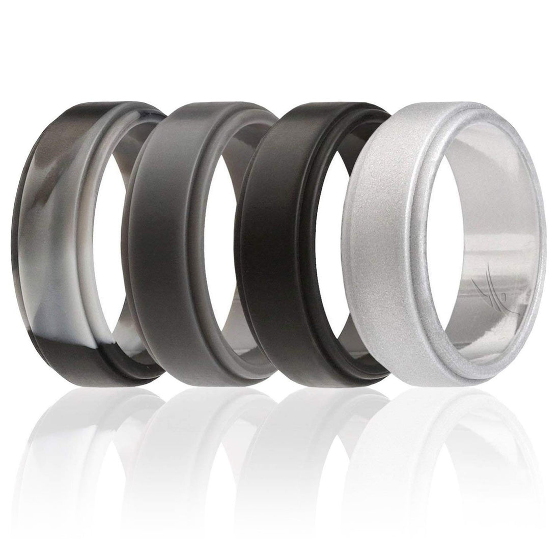ROQ Silicone Wedding Step Ring Set - Black-Camo