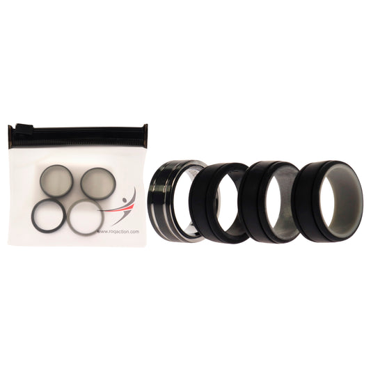 ROQ Silicone Wedding Twin 2Layer Ring Set - Black