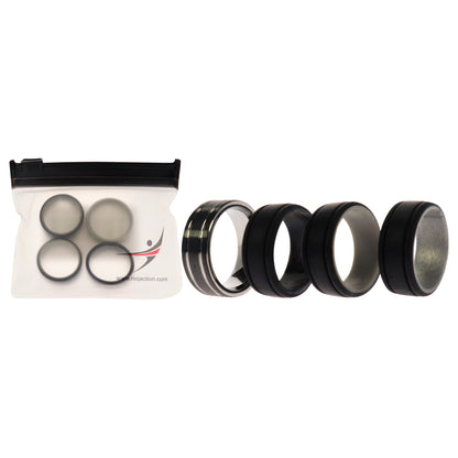 ROQ Silicone Wedding Twin 2Layer Ring Set - Black
