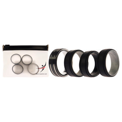 ROQ Silicone Wedding Twin 2Layer Ring Set - Black