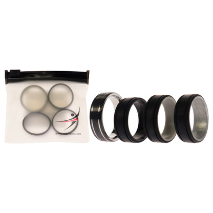 ROQ Silicone Wedding Twin 2Layer Ring Set - Black