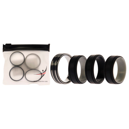 ROQ Silicone Wedding Twin 2Layer Ring Set - Black