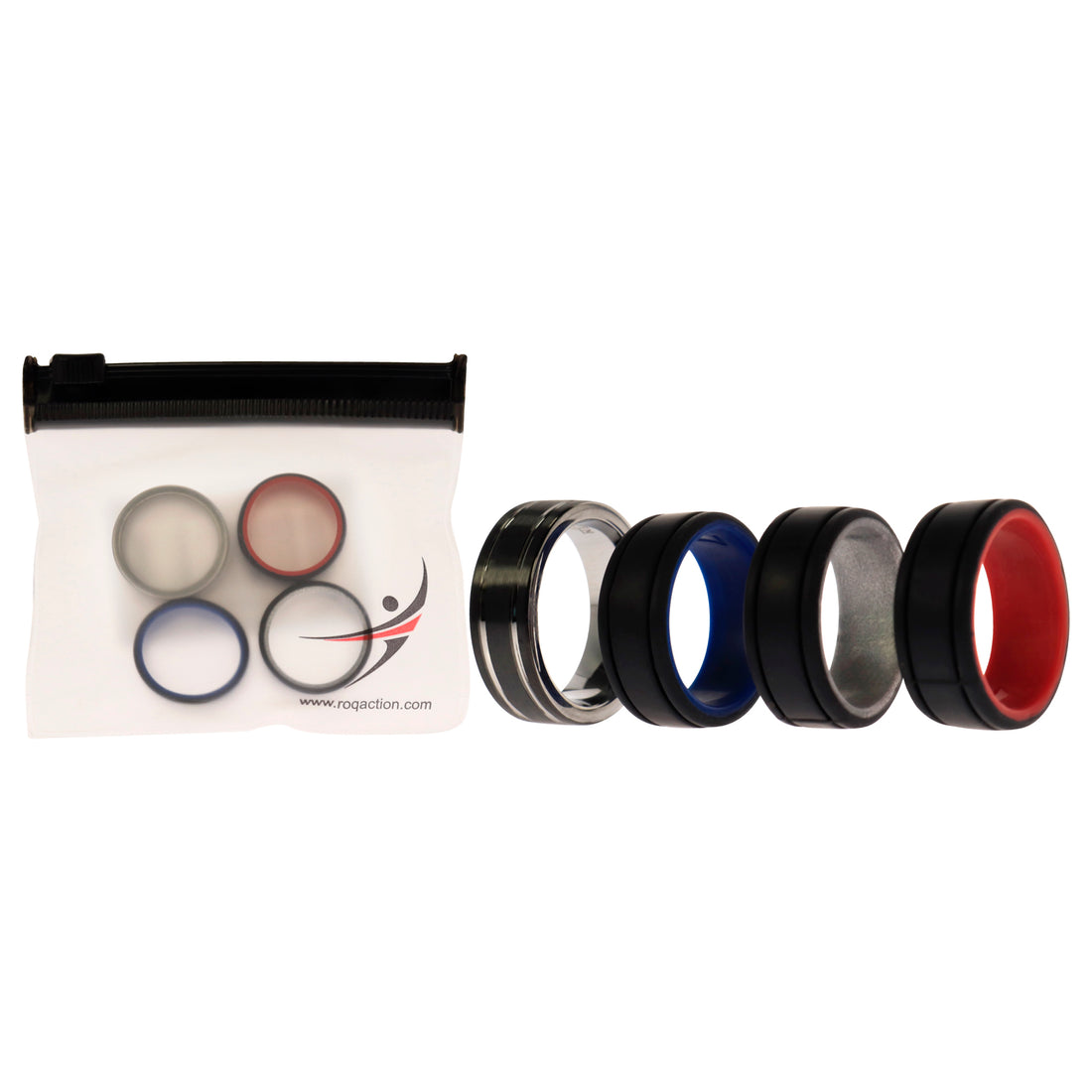 ROQ Silicone Wedding Twin 2Layer Ring Set - MultiColor