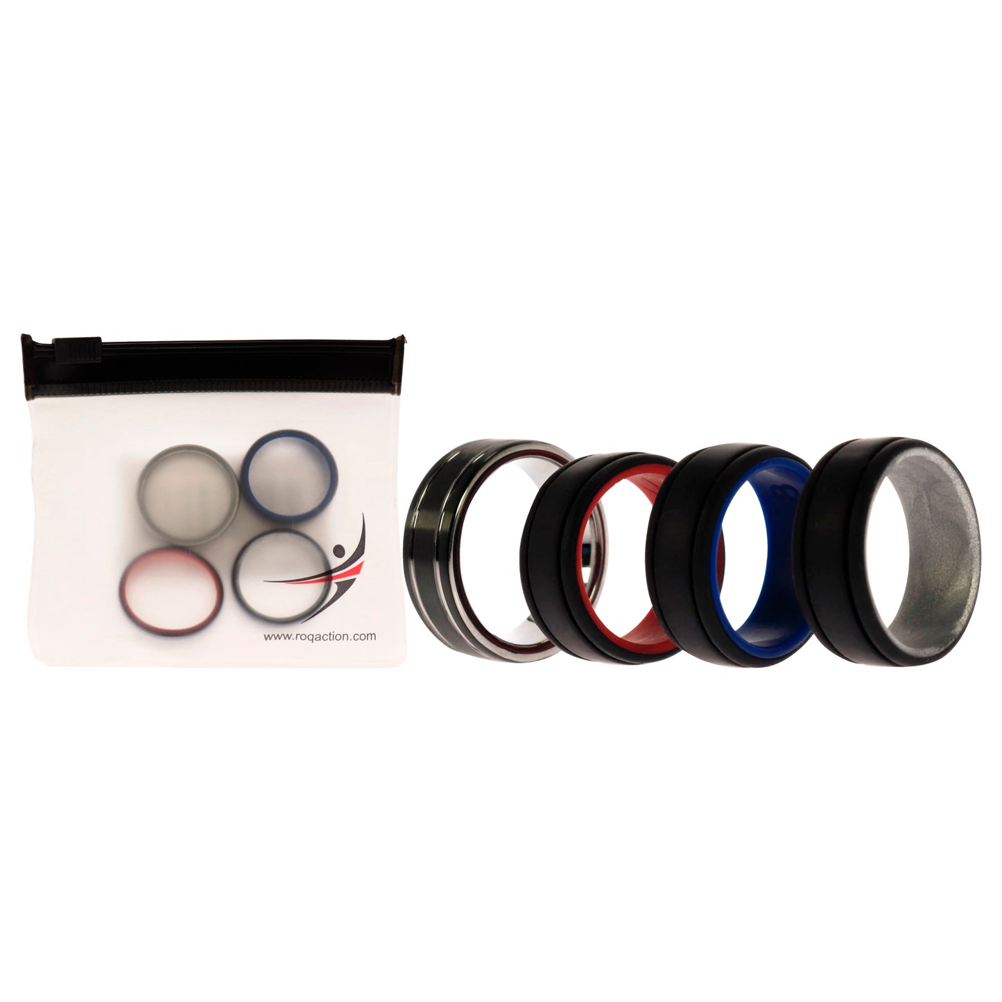 ROQ Silicone Wedding Twin 2Layer Ring Set - MultiColor