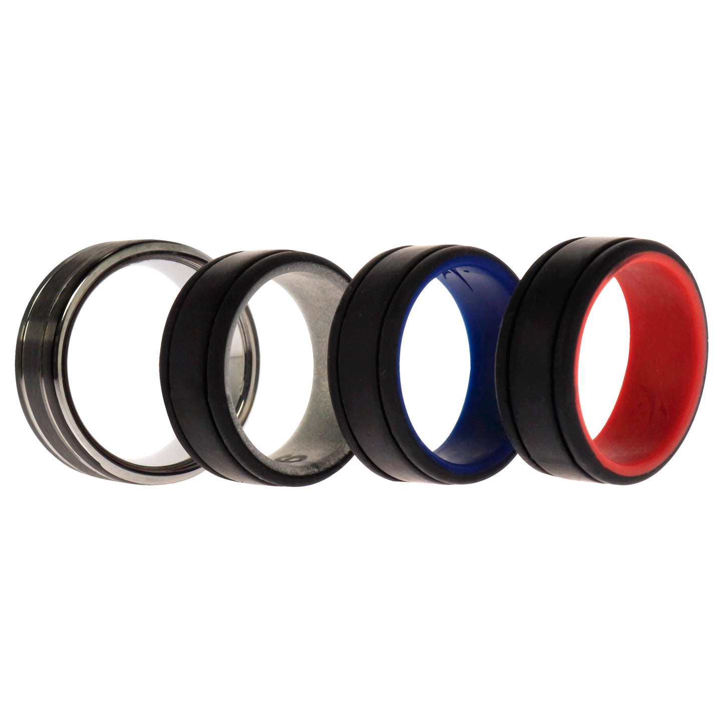 ROQ Silicone Wedding Twin 2Layer Ring Set - MultiColor
