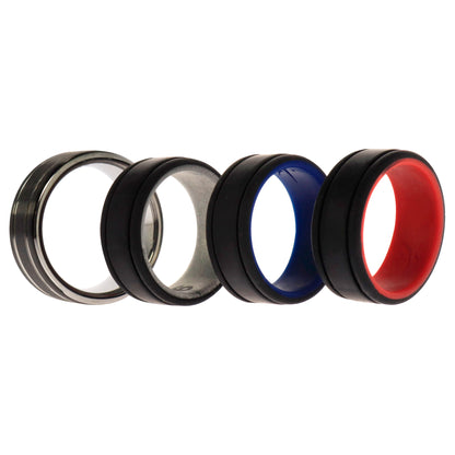 ROQ Silicone Wedding Twin 2Layer Ring Set - MultiColor