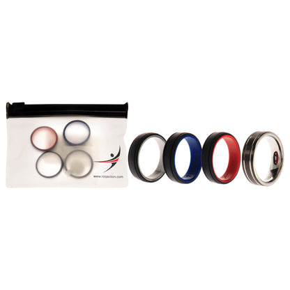 ROQ Silicone Wedding Twin 2Layer Ring Set - MultiColor