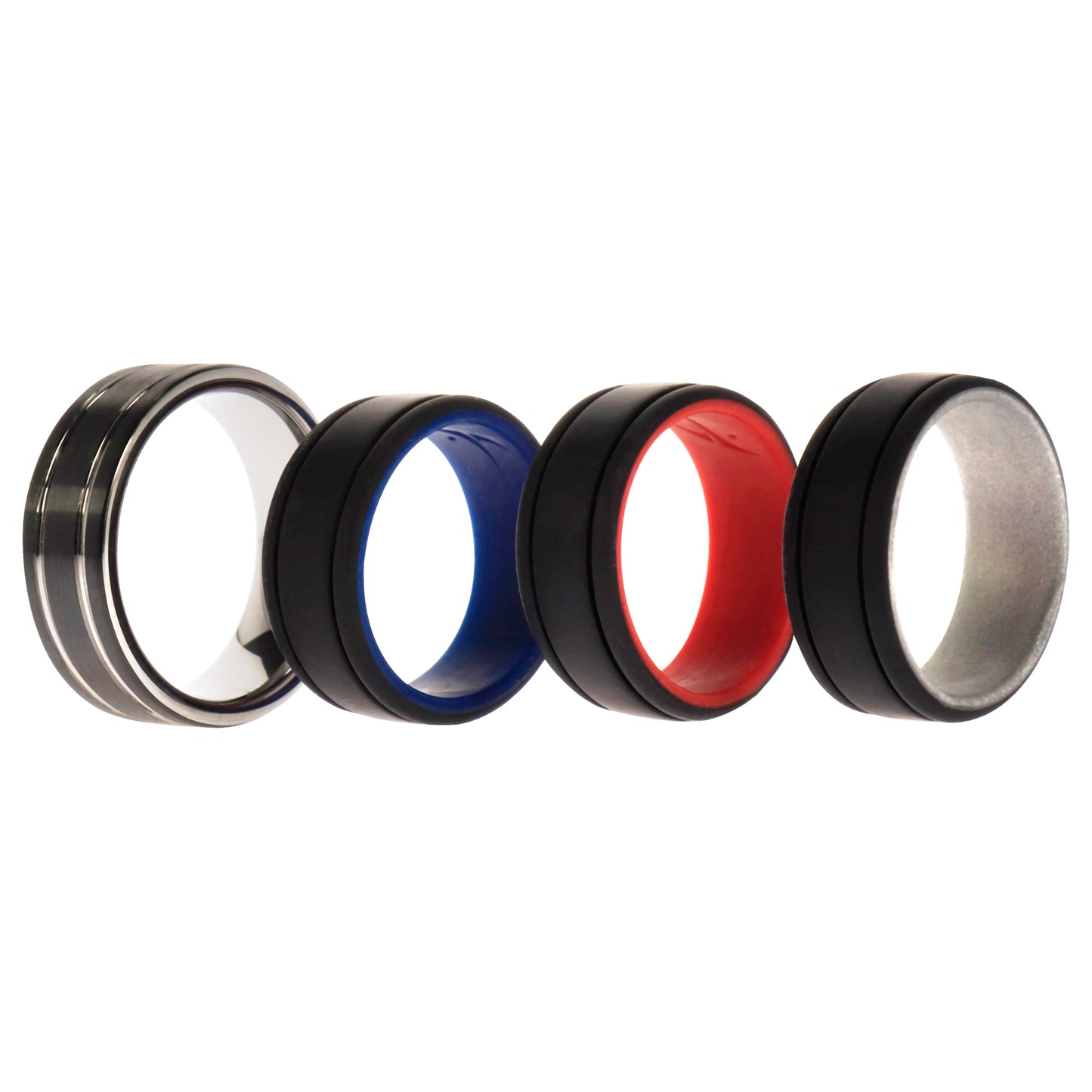 ROQ Silicone Wedding Twin 2Layer Ring Set - MultiColor