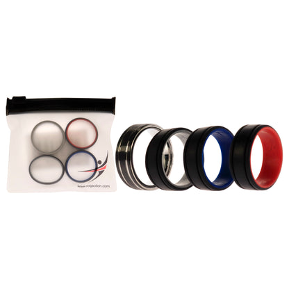 ROQ Silicone Wedding Twin 2Layer Ring Set - MultiColor