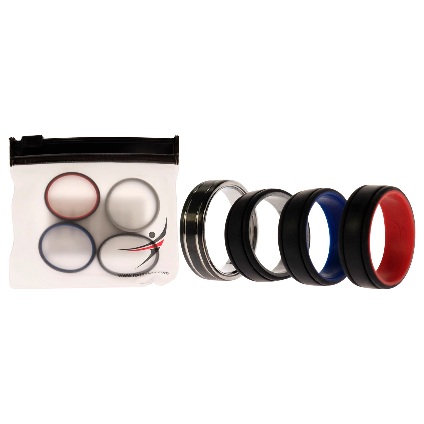 ROQ Silicone Wedding Twin 2Layer Ring Set - MultiColor