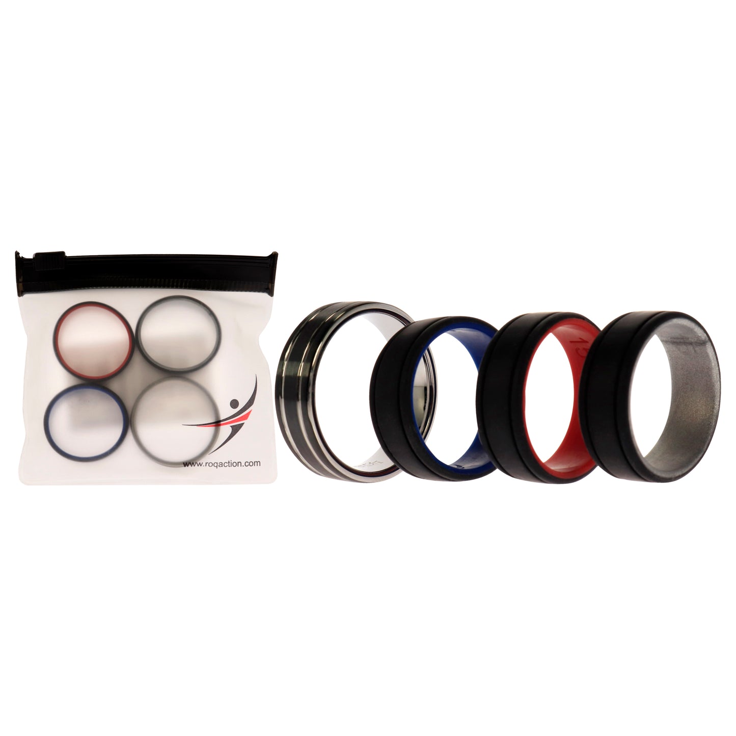 ROQ Silicone Wedding Twin 2Layer Ring Set - MultiColor