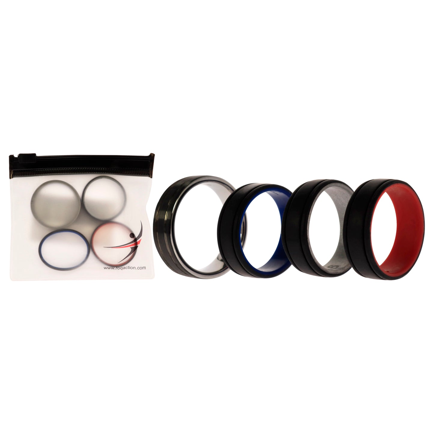 ROQ Silicone Wedding Twin 2Layer Ring Set - MultiColor