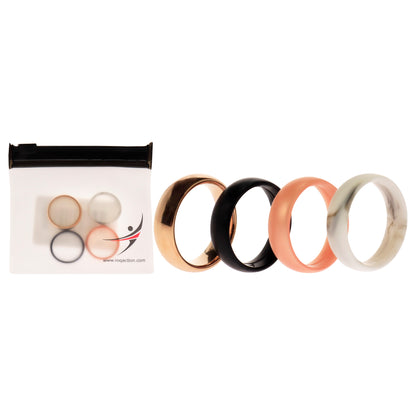 ROQ Silicone Wedding Twin 6mm Ring Set - Rose