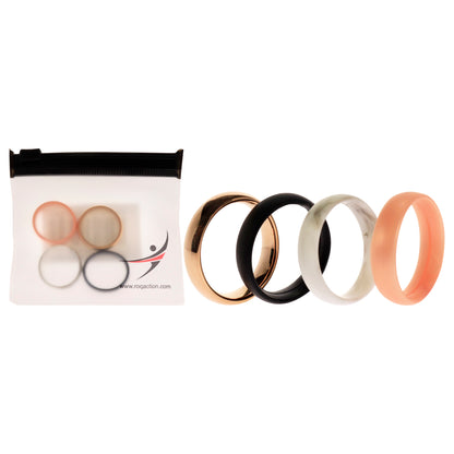 ROQ Silicone Wedding Twin 6mm Ring Set - Rose