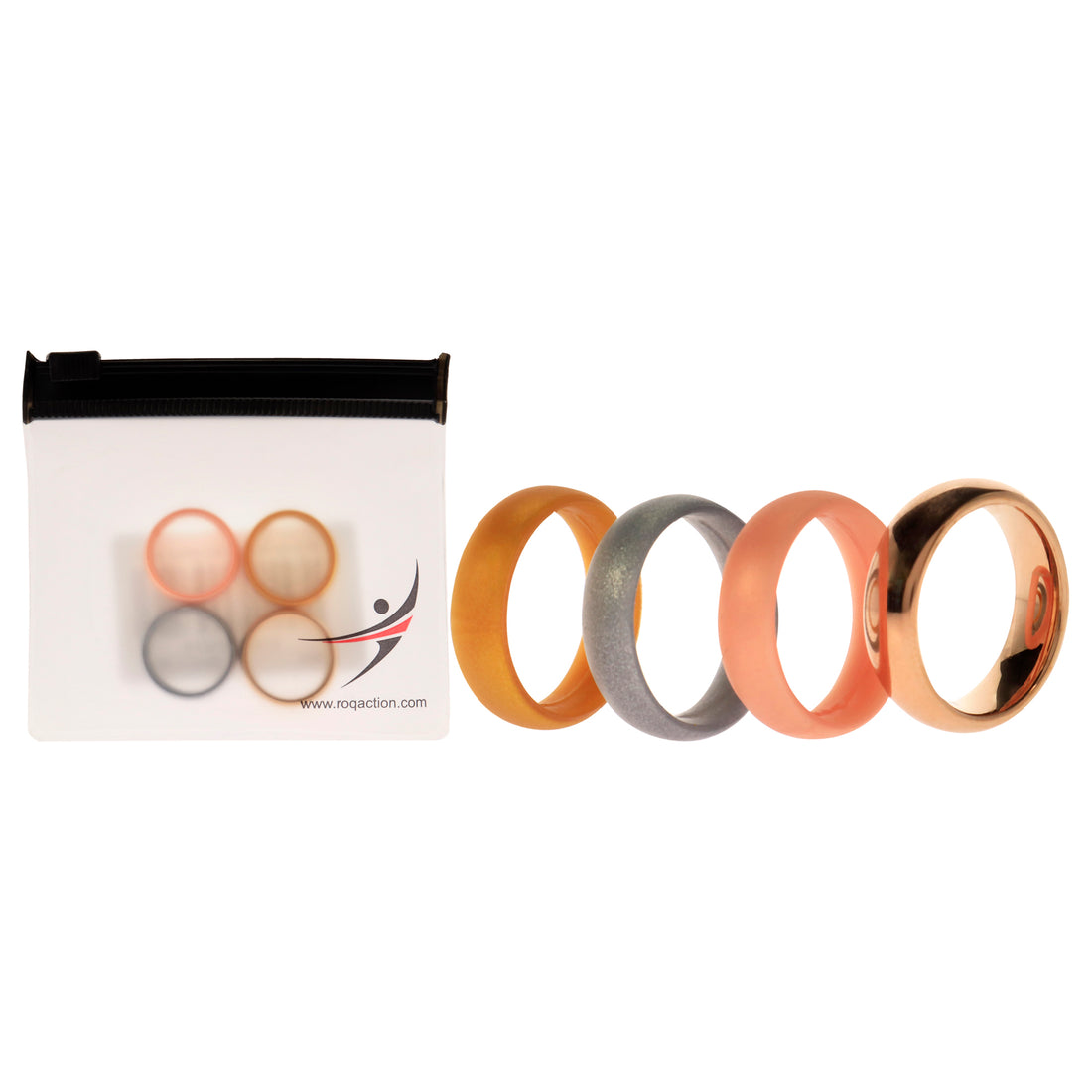 ROQ Silicone Wedding Twin 6mm Ring Set - Gold