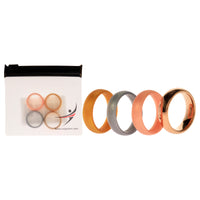 ROQ Silicone Wedding Twin 6mm Ring Set - Gold