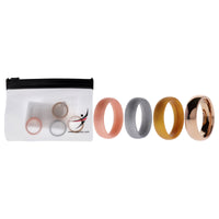 ROQ Silicone Wedding Twin 6mm Ring Set - Gold