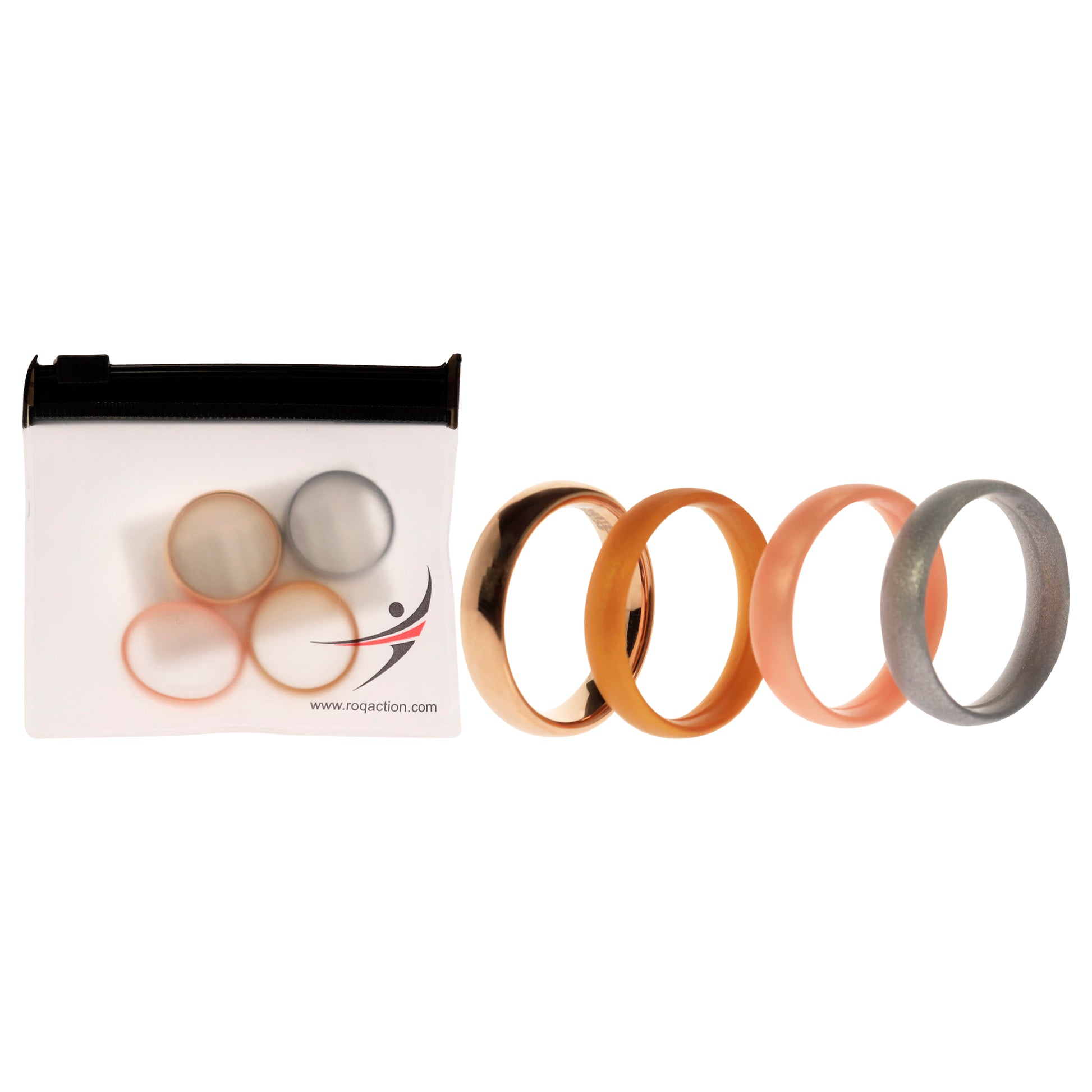ROQ Silicone Wedding Twin 6mm Ring Set - Gold