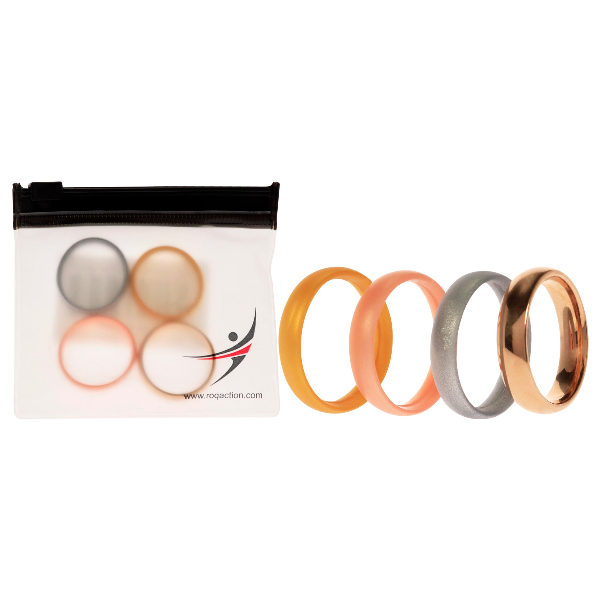 ROQ Silicone Wedding Twin 6mm Ring Set - Gold