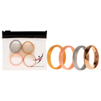 ROQ Silicone Wedding Twin 6mm Ring Set - Gold