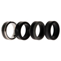ROQ Silicone Wedding Twin Carbon Ring Set - Black-Grey