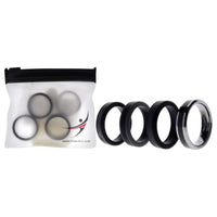 ROQ Silicone Wedding Twin Carbon Ring Set - Black-Grey