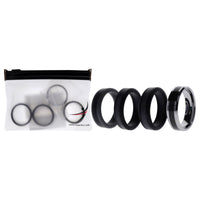 ROQ Silicone Wedding Twin Carbon Ring Set - Black-Grey
