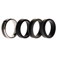 ROQ Silicone Wedding Twin Carbon Ring Set - Black-Grey