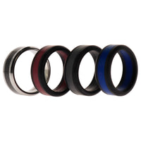 ROQ Silicone Wedding Twin Carbon Ring Set - Bordeaux