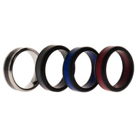 ROQ Silicone Wedding Twin Carbon Ring Set - Bordeaux