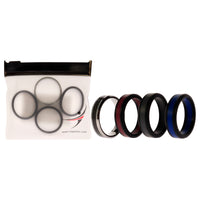 ROQ Silicone Wedding Twin Carbon Ring Set - Bordeaux